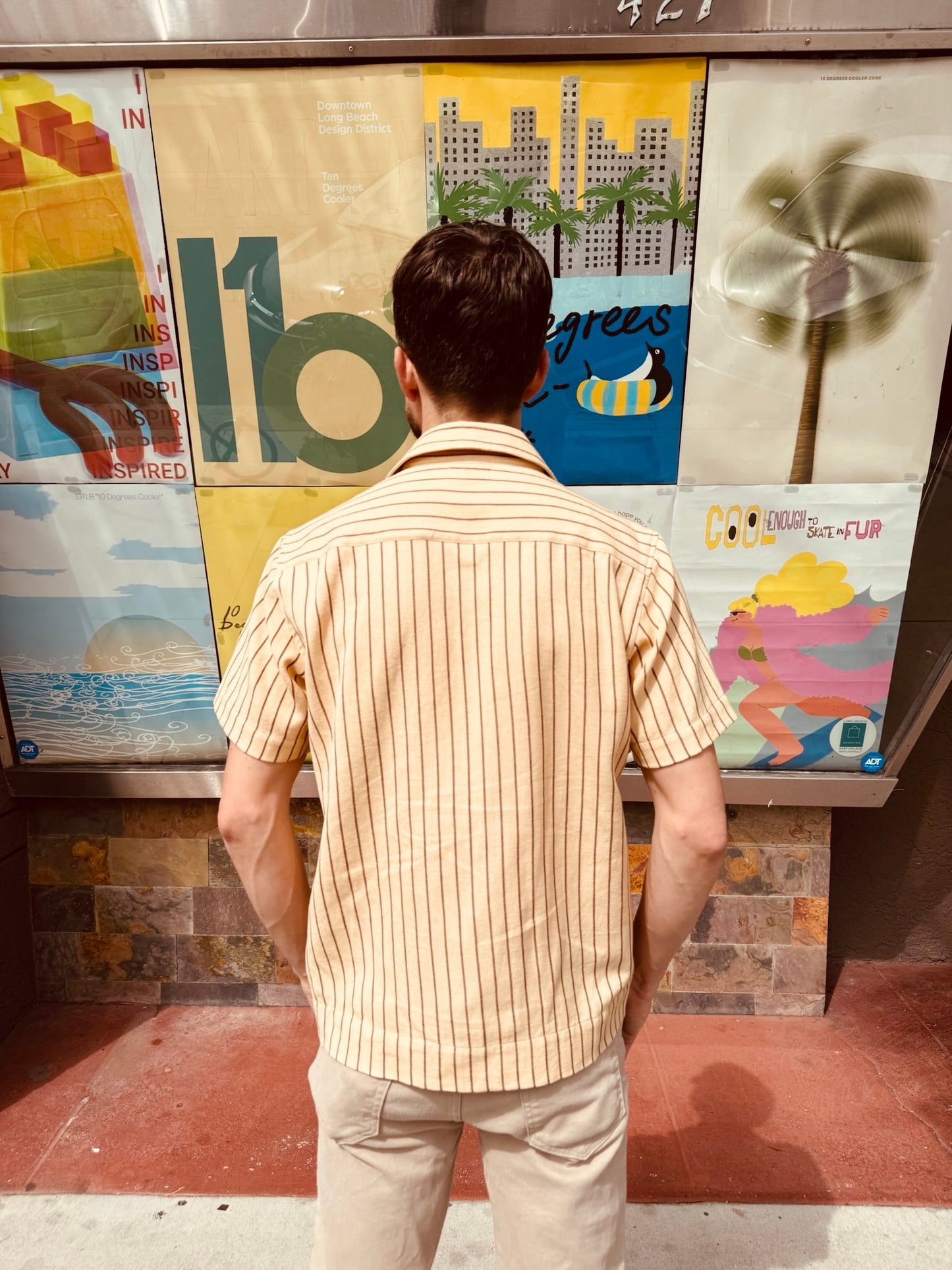 Beige/Brown Stripped Short Sleeve Shirt