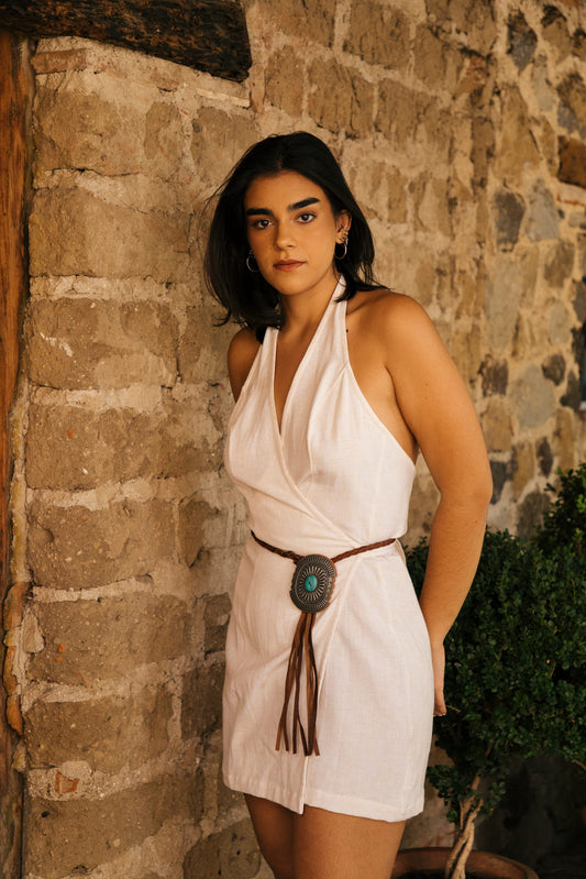 Halter Wrap Mini Dress